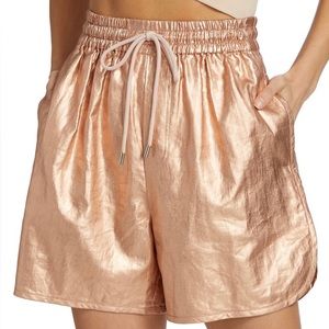 A.L.C. ALC Ryder Gold Metallic Linen High Waist Shorts Large